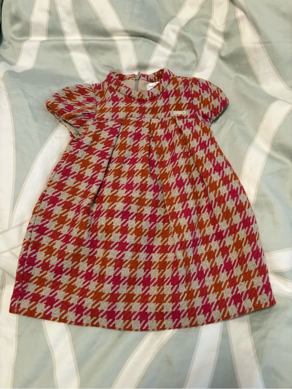 Mayoral Pink & Orange Houndstooth Knit Dress